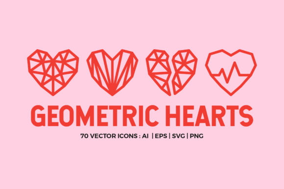 70 Geometric Hearts Logo: A Modern Graphic Design Asset for Local Business Branding