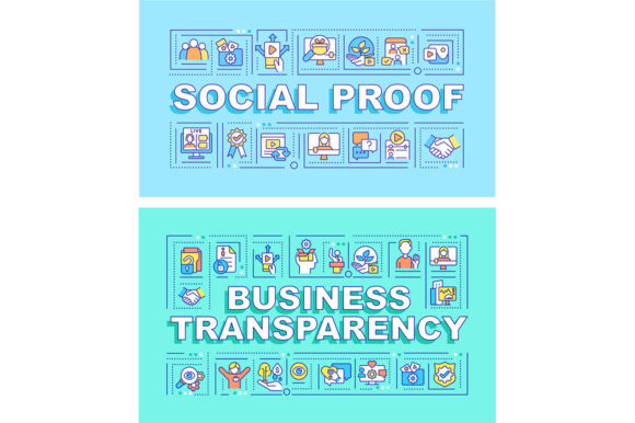 Business Transparency Word Banner Set for Graphic Templates