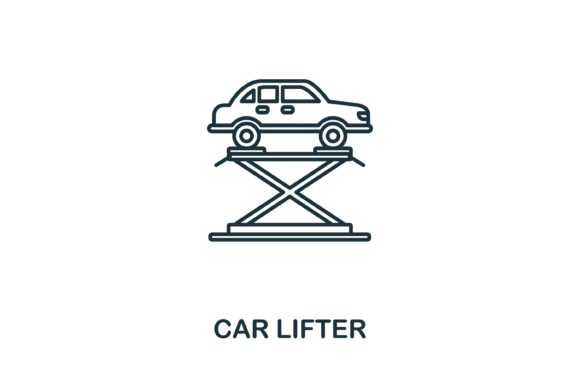 Car Lifter Icon: A Versatile Graphic Design Asset for Modern Branding