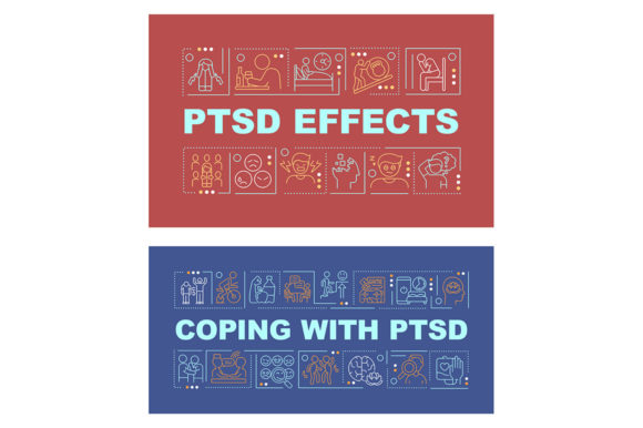 Coping with PTSD Word Concepts Banners: A Graphic Design Asset for Impactful Branding