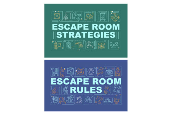 Escape Room Strategies Word Banner Set: A Bold Graphic Template for Content Creators