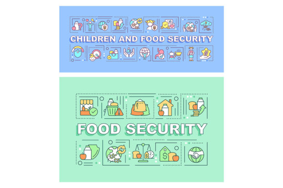 Food Security Word Concepts Banner Set for Graphic Templates