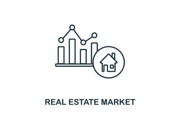 Real Estate Market Icon: A Modern Graphic for Content Creators