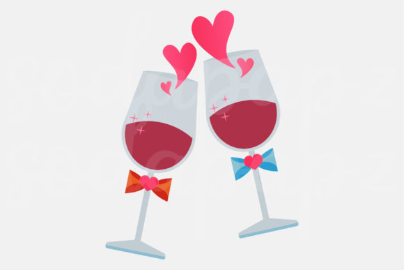 Valentines - Champagne Glass Toast Graphics