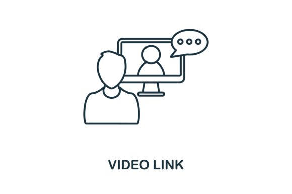 Video Link Icon: A Modern Graphic Design Asset for Website and Editorial Use