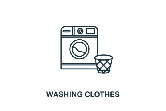 Washing Clothes Icon: A Modern Graphic Design Asset for Polished Content